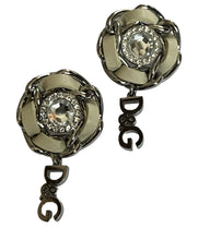 Dolce And Gabbana Signed Drop Diamanté Earrings