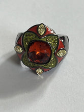 Vintage Designer Guess Orange Stone Gunmetal Ring