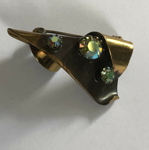 Vintage Modernist Aurora Borealis Diamanté Brooch
