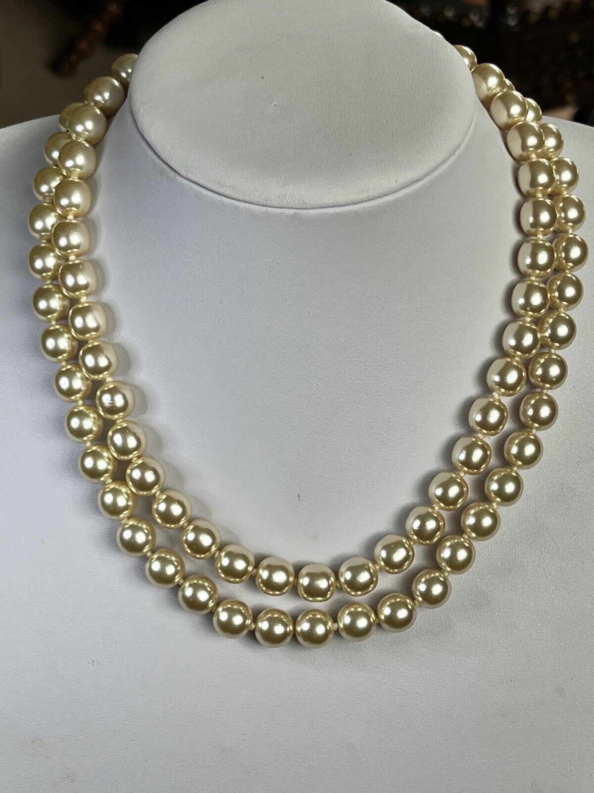 Vintage Faux Pearl Double Strand Necklace