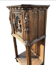 Drinks Cabinet, In Oak With Fine Carved Figures Of Knights & A Maiden.