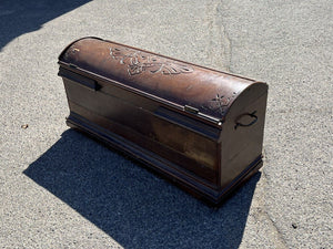 Victorian Gothic Church Coffer, Chest, Trunk, With Dome Top