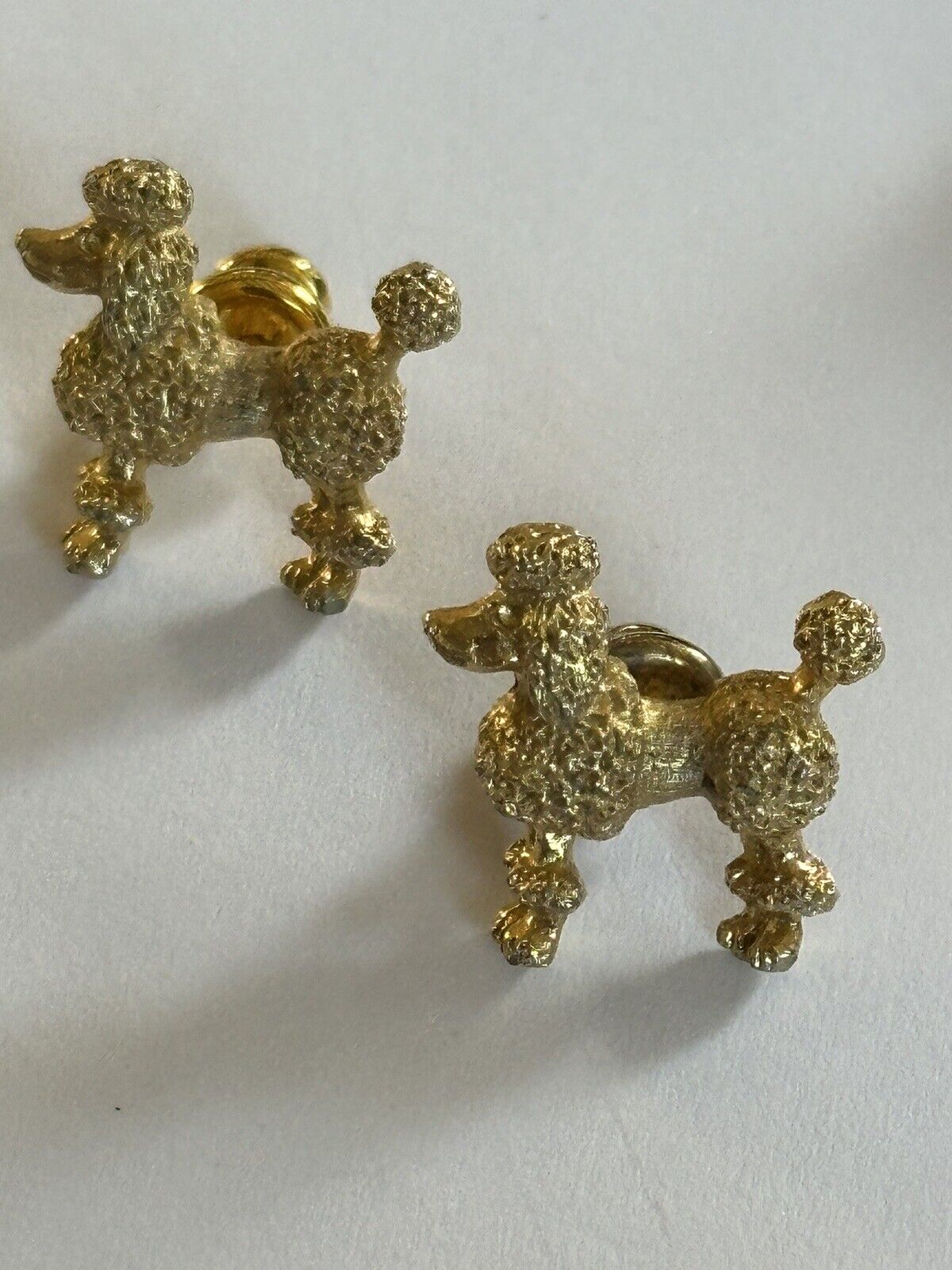 Vintage Gold Tone Poodle Earrings