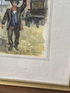 London Characters. Framed & Signed Watercolour By Ray Ross. “Market Trader “