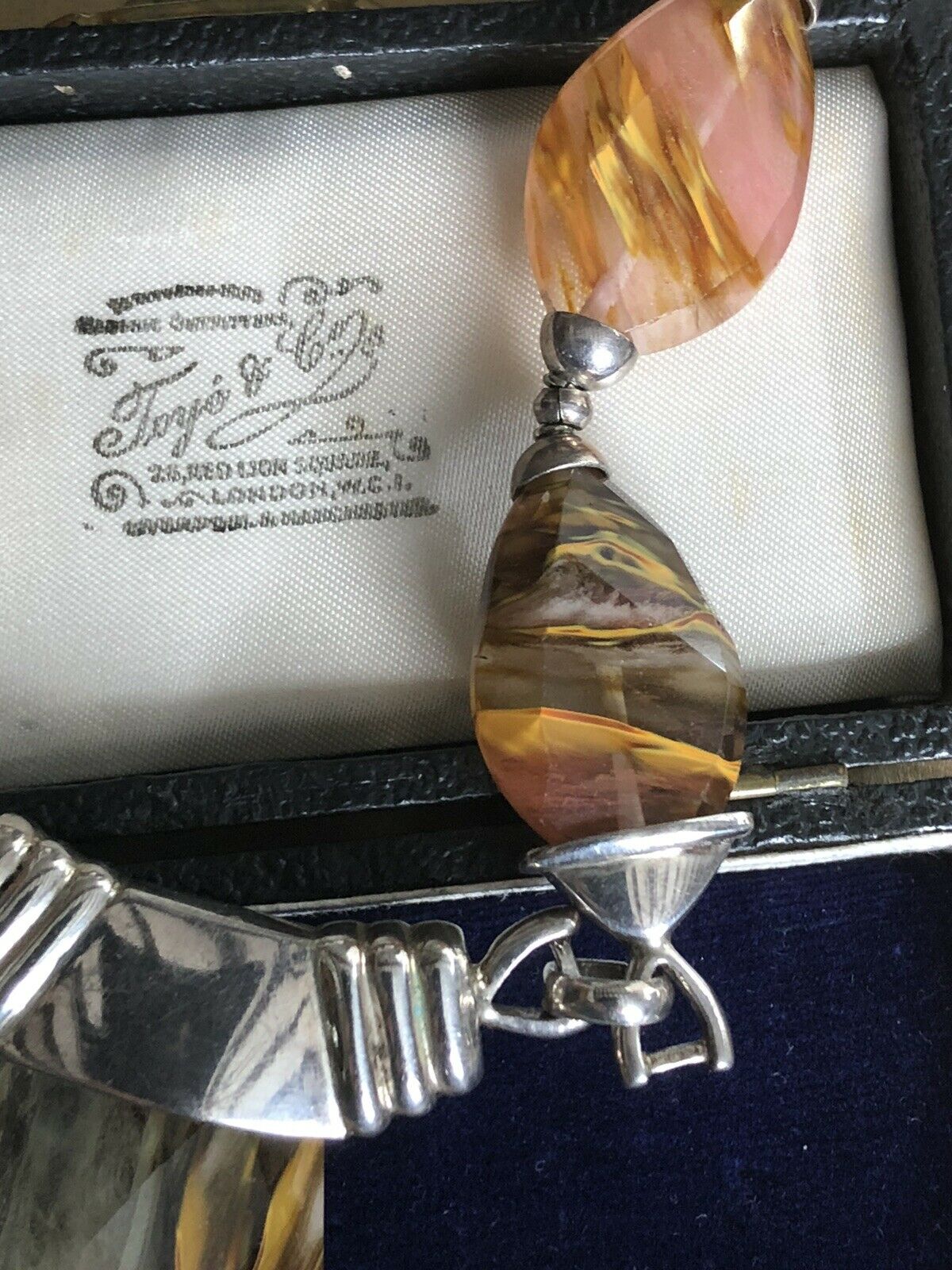 Vintage Silver 925 Natural Stone Statement Necklace
