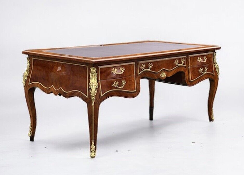 Pair Of Large Inlaid Kingswood Desks With Brass Decoration, Very Impressive.