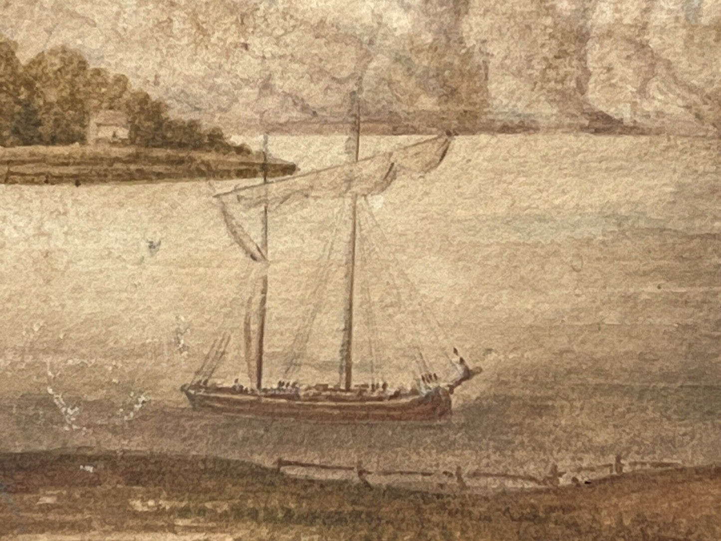 Framed Maritime Watercolour. Circa 1830 F.Rawlins. Somerset