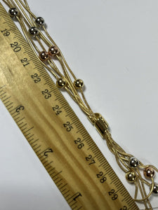 Vintage 3 Tone Metal Balls On Necklace Bracelet Set