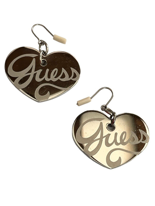 Vintage Guess Signed Heart Drop Earrings