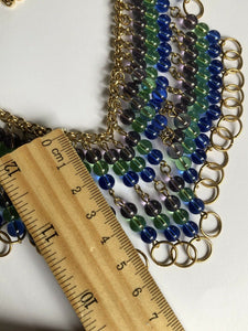 Vintage Glass Bead Statement Waterfall Collar Necklace