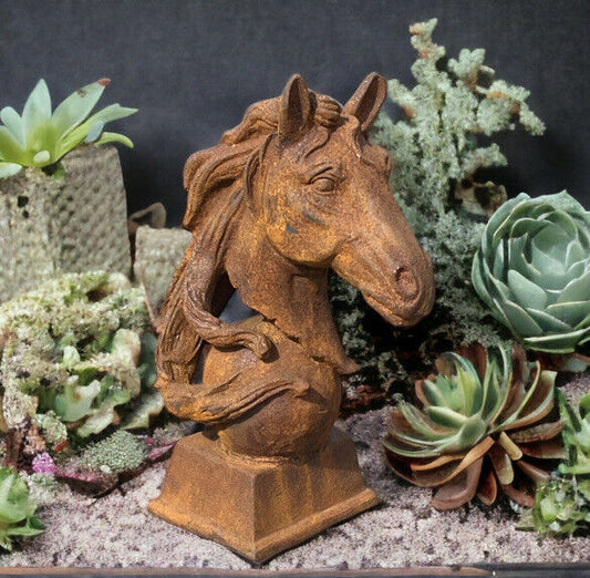 Horse Head Statue, Cast Iron, Large In Size. We Ship Worldwide.