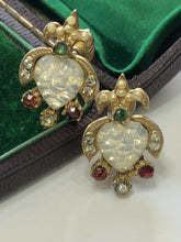 Vintage Gold Tone Hearts Diamanté Screwback Earrings