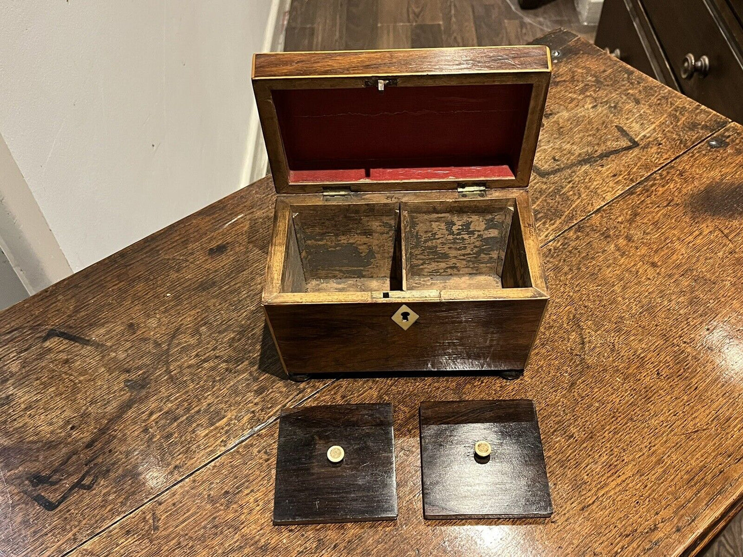 Georgian Rosewood Sarcophagus shape Tea Caddy. We ship WORLDWIDE.