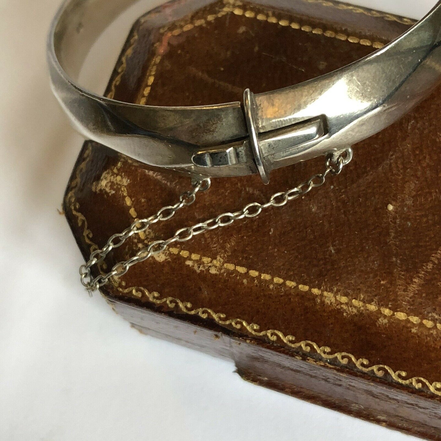Vintage Silver 925 Bangle Bracelet Safety Chain 43.79g