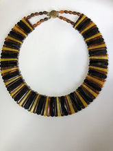 Vintage Lucite Butterscotch Brown Black Collar Statement Necklace