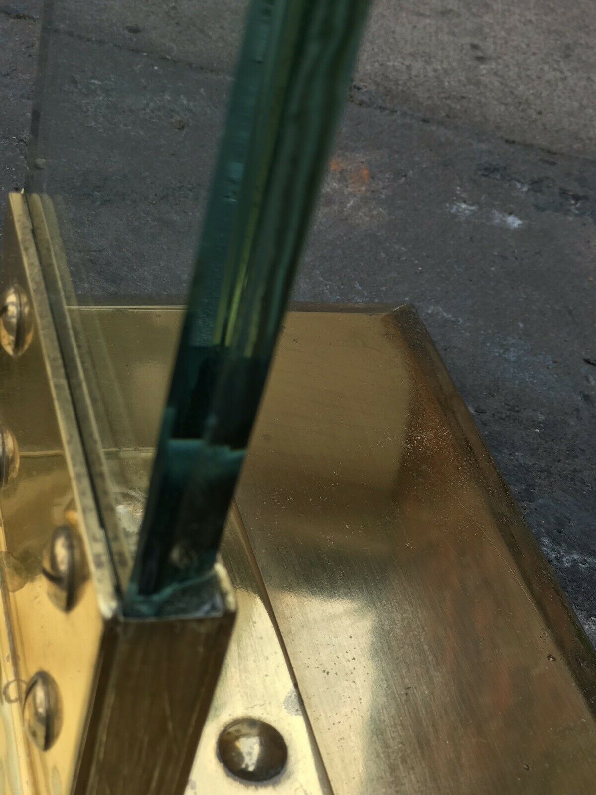 1980’s Modernist Designer Glass And Brass Lamp