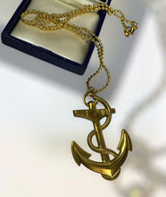 Vintage Gold Tone Statement Anchor Pendant Necklace