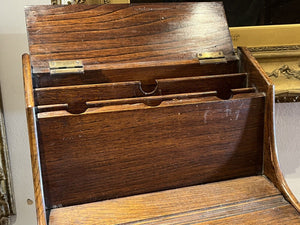 Edwardian Oak Stationary Box with Fitted Interior & 6 Drawers.