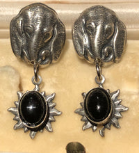 Vintage Silver Tone Elephant Drop Earrings