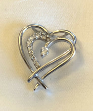 Vintage 9ct White Gold 375 Cubic Zirconia Heart Pendant