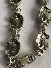 Vintage Silver Tone Black Enamel Elephant Bracelet