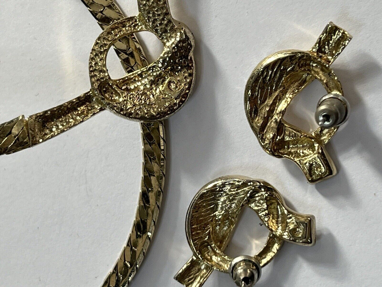 Vintage Pierre Cardin Signed Gold Plated Diamanté Necklace Earring Set