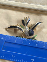 Vintage Enamel Diamanté Bird Brooch