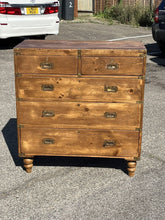 Pine Campaign Style Chest. Military Chest. With Brass Handles & Brass Bound.