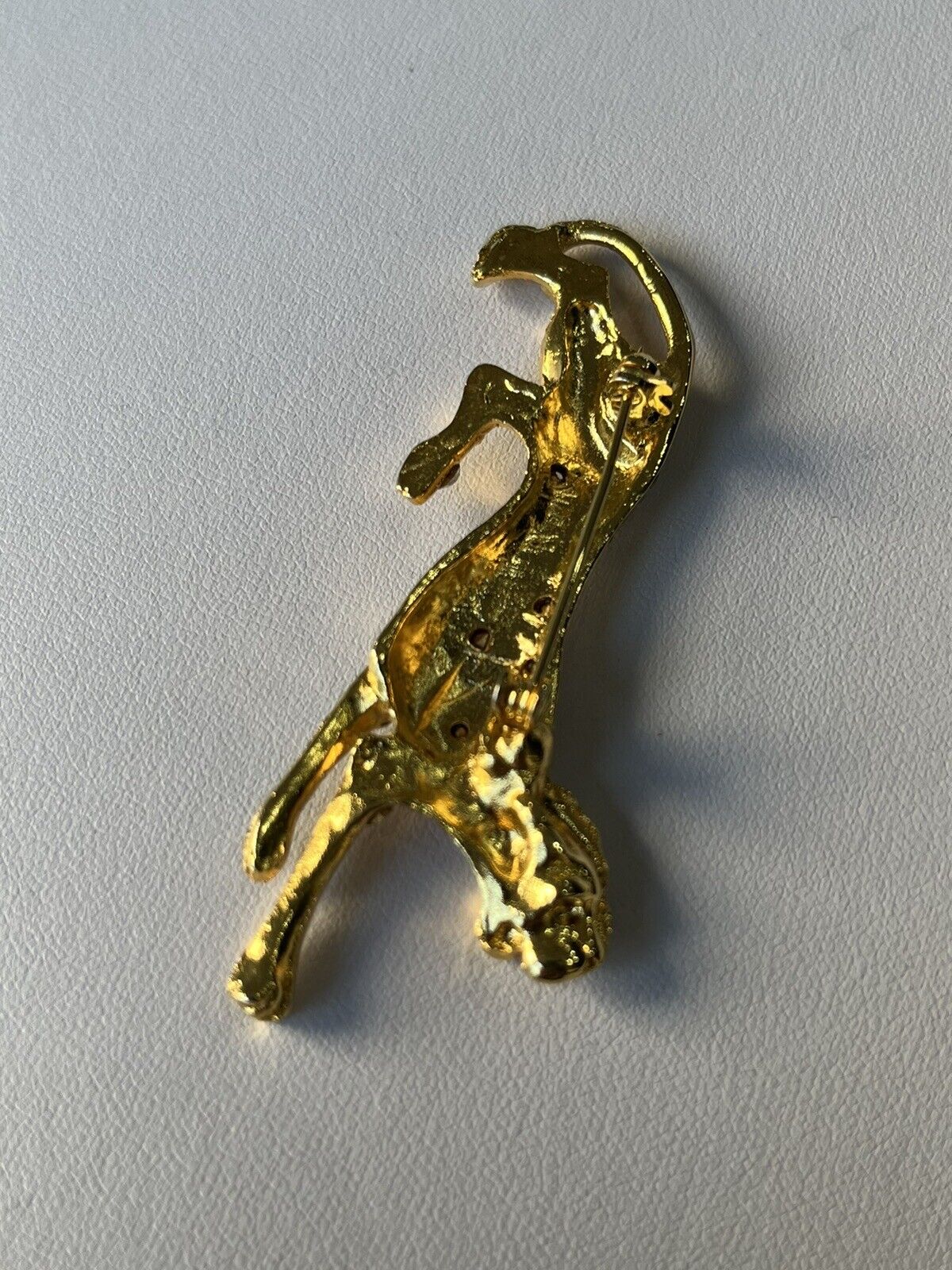 Vintage Gold Tone Diamanté Panther Leopard Brooch