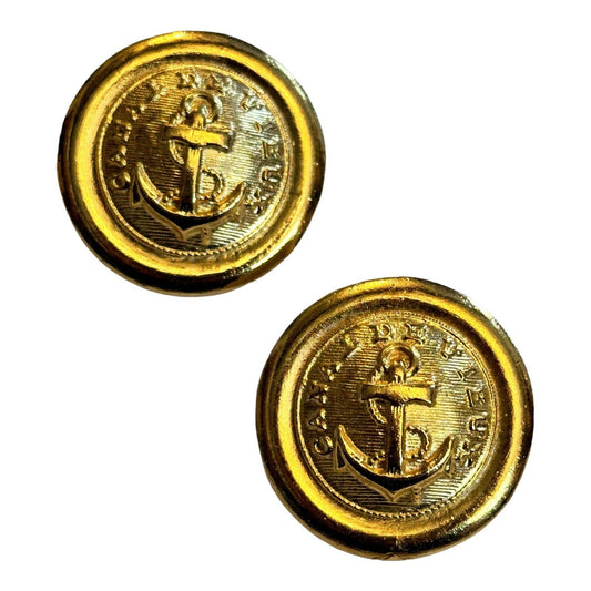 Vintage Gold Tone Naval Anchor Earrings