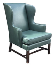 Green Leather Wingback Armchair.