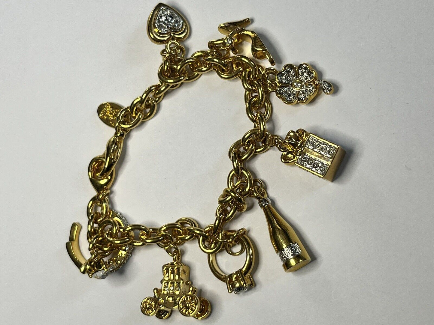 Vintage 1980s Signed Champagne Crown Gold Plated Bracelet New Old Stock