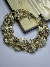 Vintage Signed Gold Plated Detailed Diamanté Bracelet
