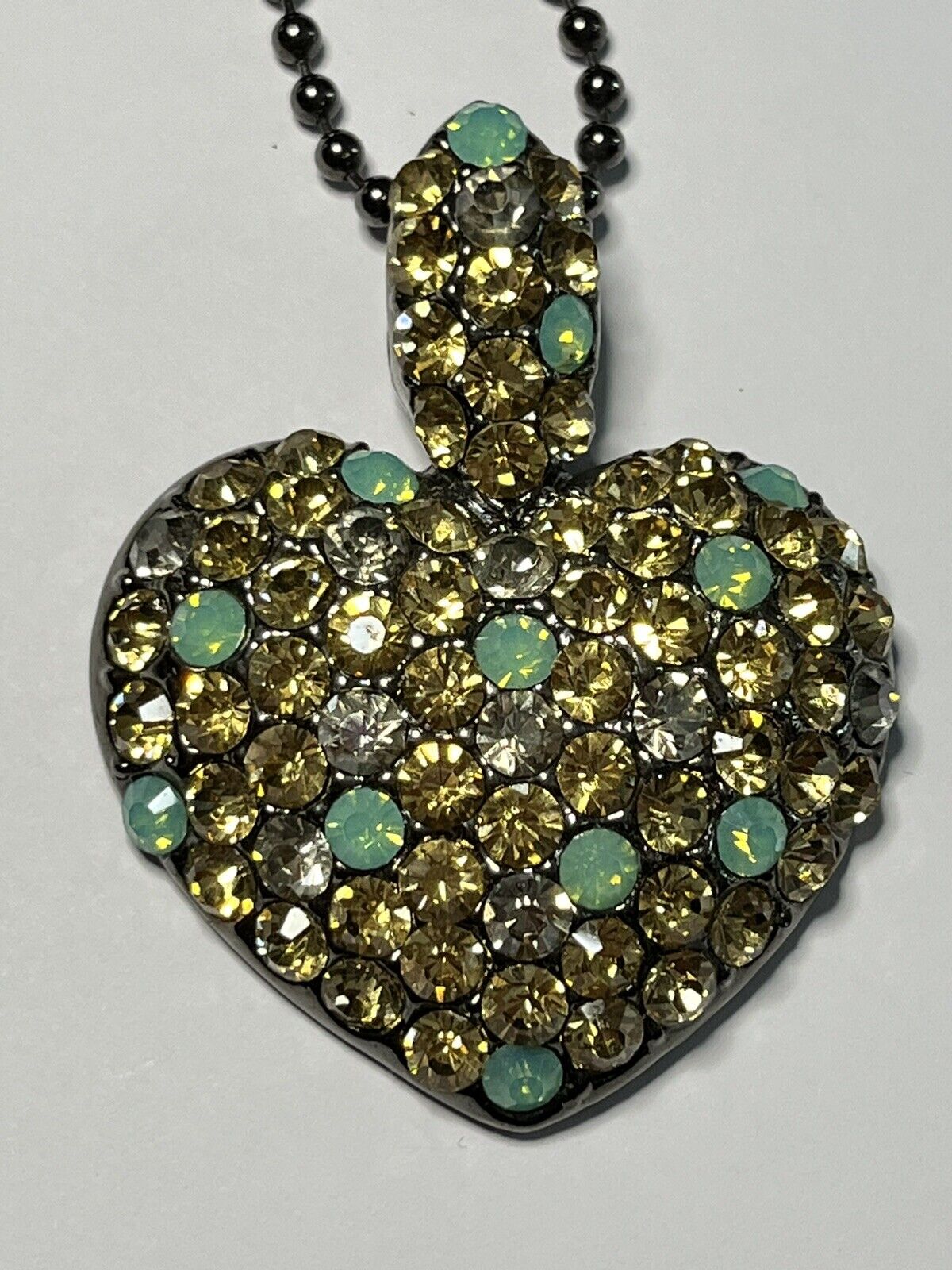 Vintage Statement Diamanté Heart Pendant Necklace