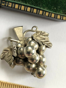 Vintage Silver Taxco Mexico Grape Clip On Earrings