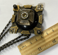 Vintage Statement Unique Metal Glass Brutalist Long Length Pendant Necklace