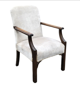 Antique Armchair In Mahogany And Upholstered. Reading Chair. Library Chair.