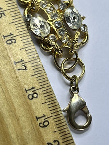 Vintage Signed Gold Plated Detailed Diamanté Bracelet