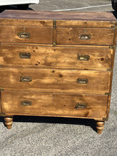 Pine Campaign Style Chest. Military Chest. With Brass Handles & Brass Bound.
