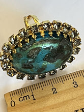 Vintage Gold Plated Turquoise Gold Murano Glass Statement Adjustable Ring