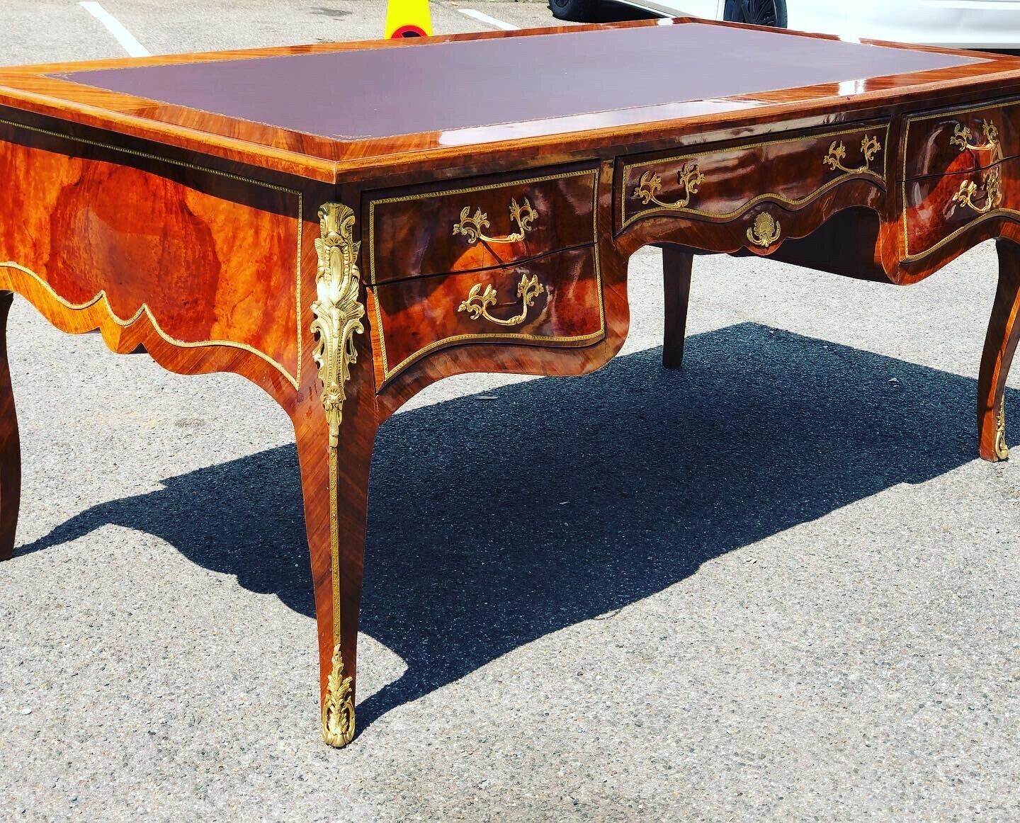 Pair Of Large Inlaid Kingswood Desks With Brass Decoration, Very Impressive.