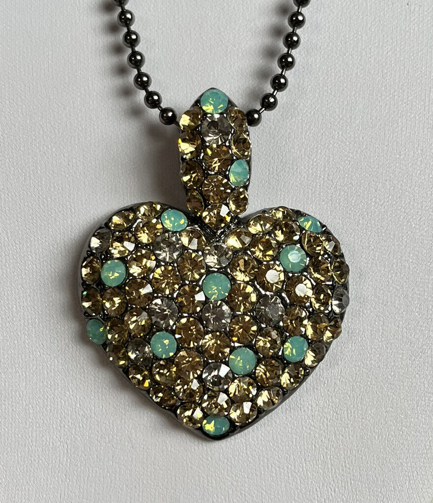 Vintage Statement Diamanté Heart Pendant Necklace