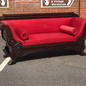 Victorian Mahogany Sofa With Curved Ends And Lions Paw Feet. Stunning!!