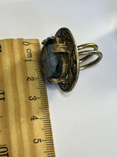 Vintage Celtic Large Glass Blue Stone Ring