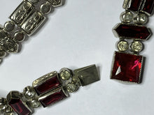 Antique Victorian/Edwardian Red Clear Paste Detailed Metalwork Bracelet