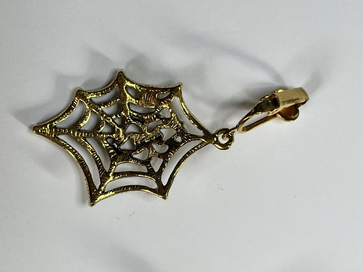 Vintage Gold Tone Spider Web Spider Drop Dangle Earrings