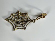 Vintage Gold Tone Spider Web Spider Drop Dangle Earrings