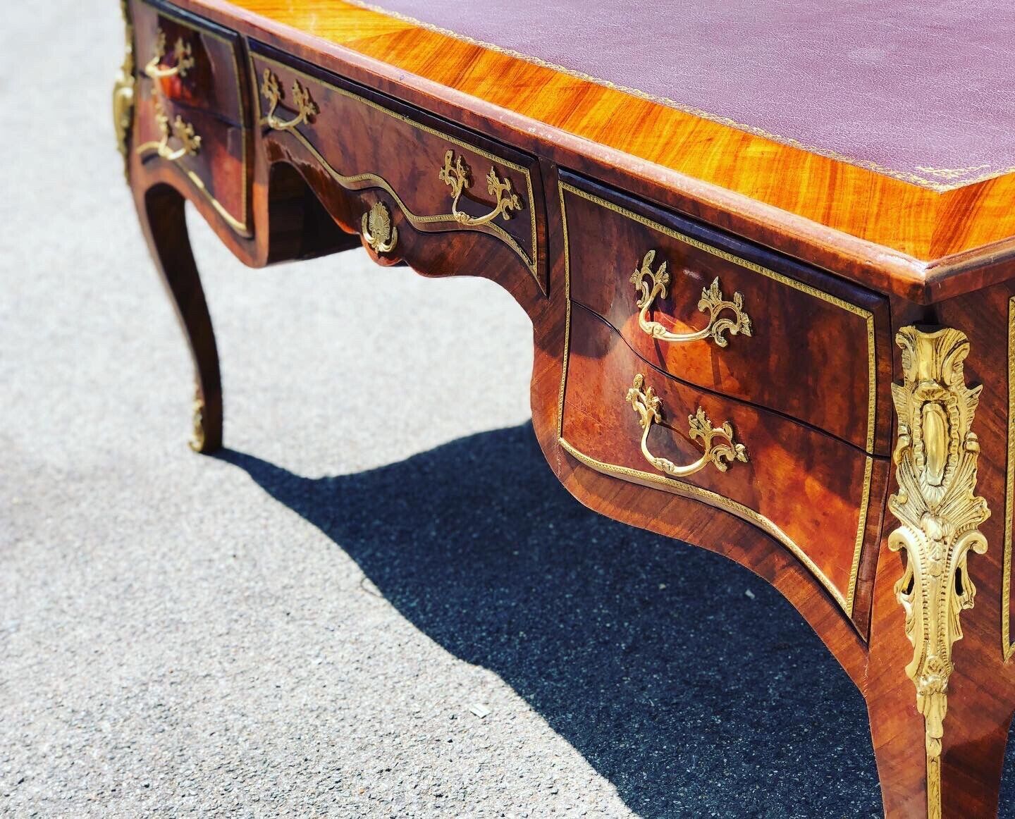 Pair Of Large Inlaid Kingswood Desks With Brass Decoration, Very Impressive.
