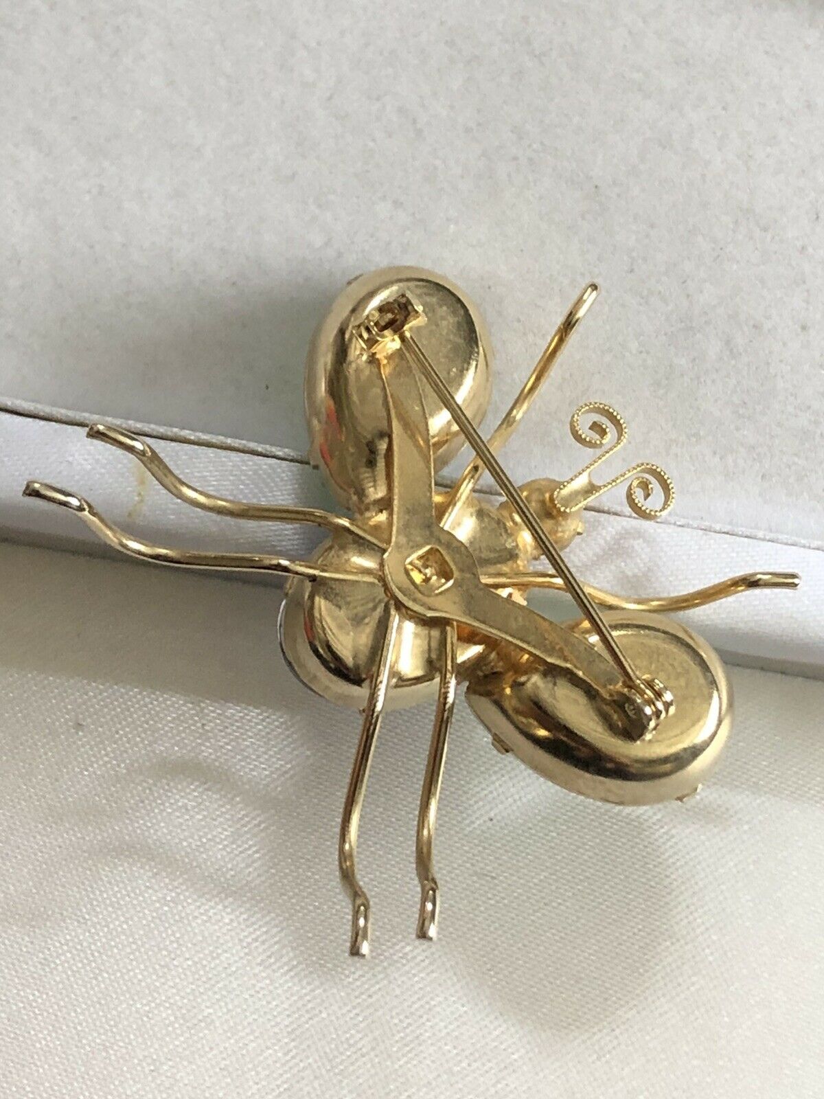 Vintage Diamanté Statement Green Blue Bug Brooch