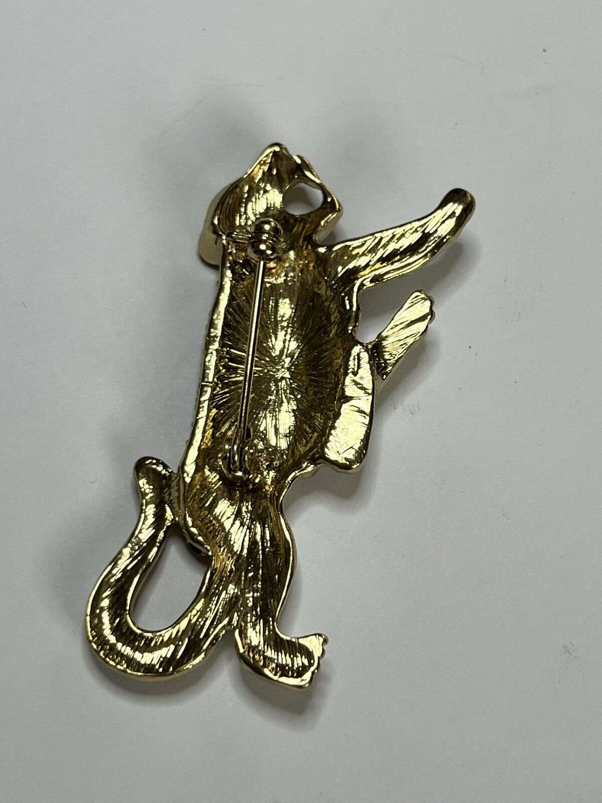 Vintage Gold Tone Leopard Diamanté Brooch